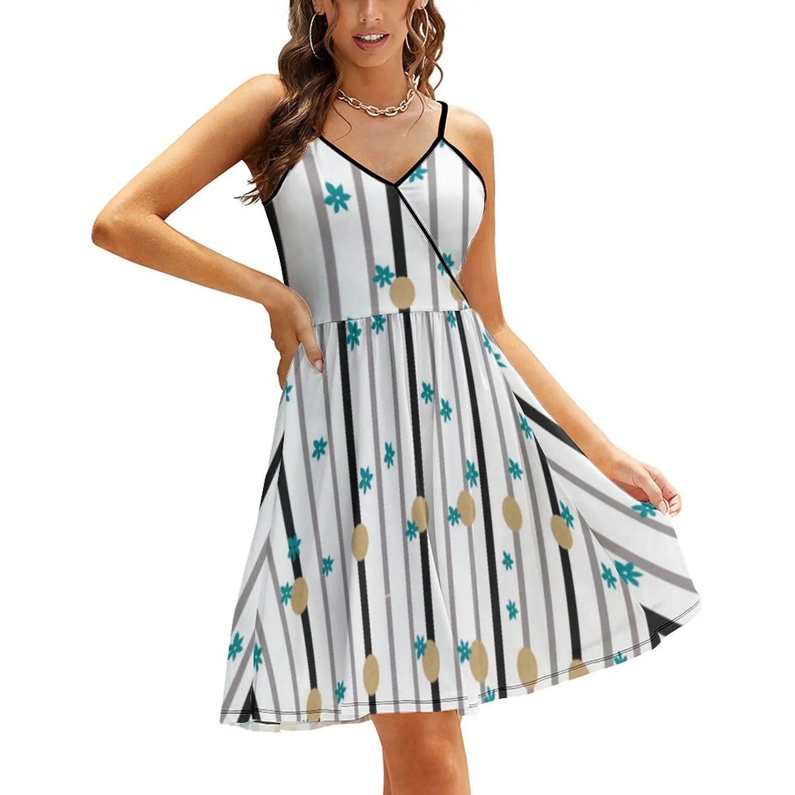 

Classic Polka Dots And Stripes Dress Black Lines Sexy Dresses Street Wear Casual Dress Off Shoulder Pattern Big Size Vestido