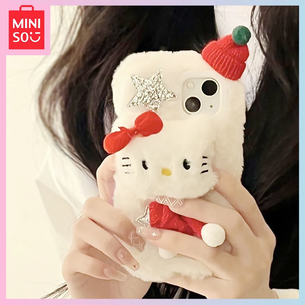 

Новый Miniso Hello Kitty Kawaii Iphone15/14 мультфильм 13Promax плюшевый 12Pro мягкий 11 фотографий для девочек подарок на день рождения Рождество