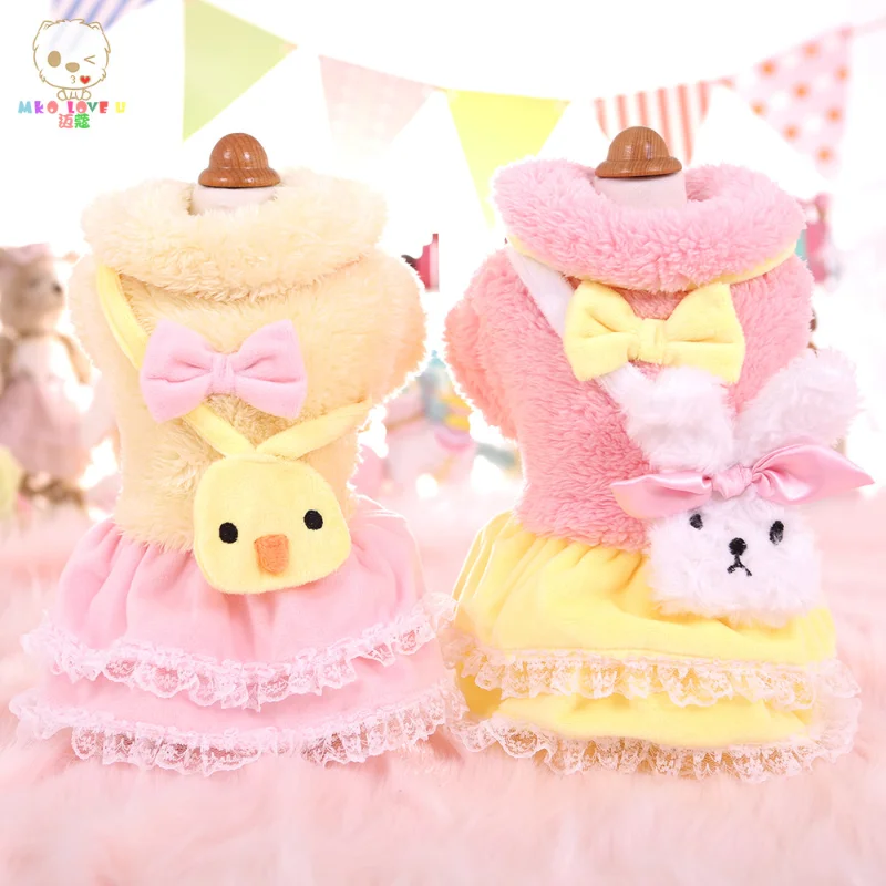 

Pet Dog Clothes Animal Haversack Velvet Dress for Dogs Clothing Cat Small Cute Rabbit Chicken Kawaii Chihuahua Pet Products 2022