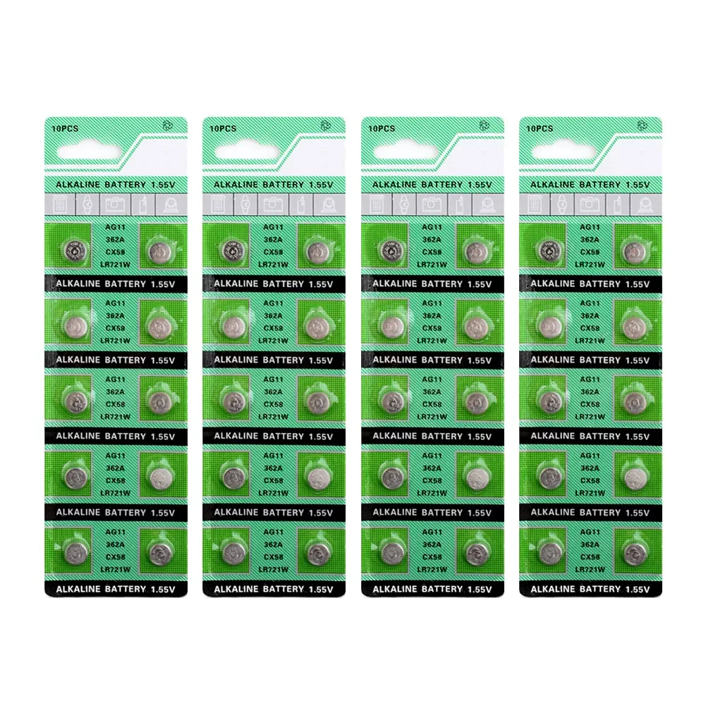 

100 шт., кнопочные щелочные батарейки AG11 LR721 362 SR721 162 S12 1,55 в, AG11 LR721 36
