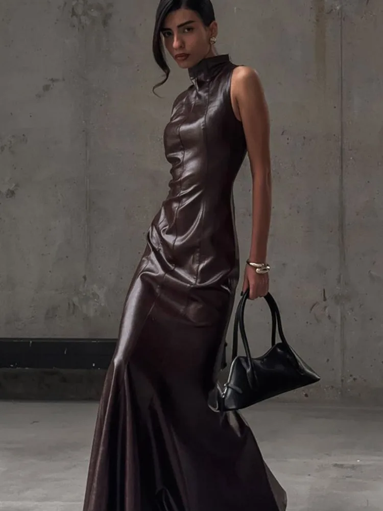 LGRQ 2024 новинка осени и зимы модный женский пуловер из искусственной кожи тонкое