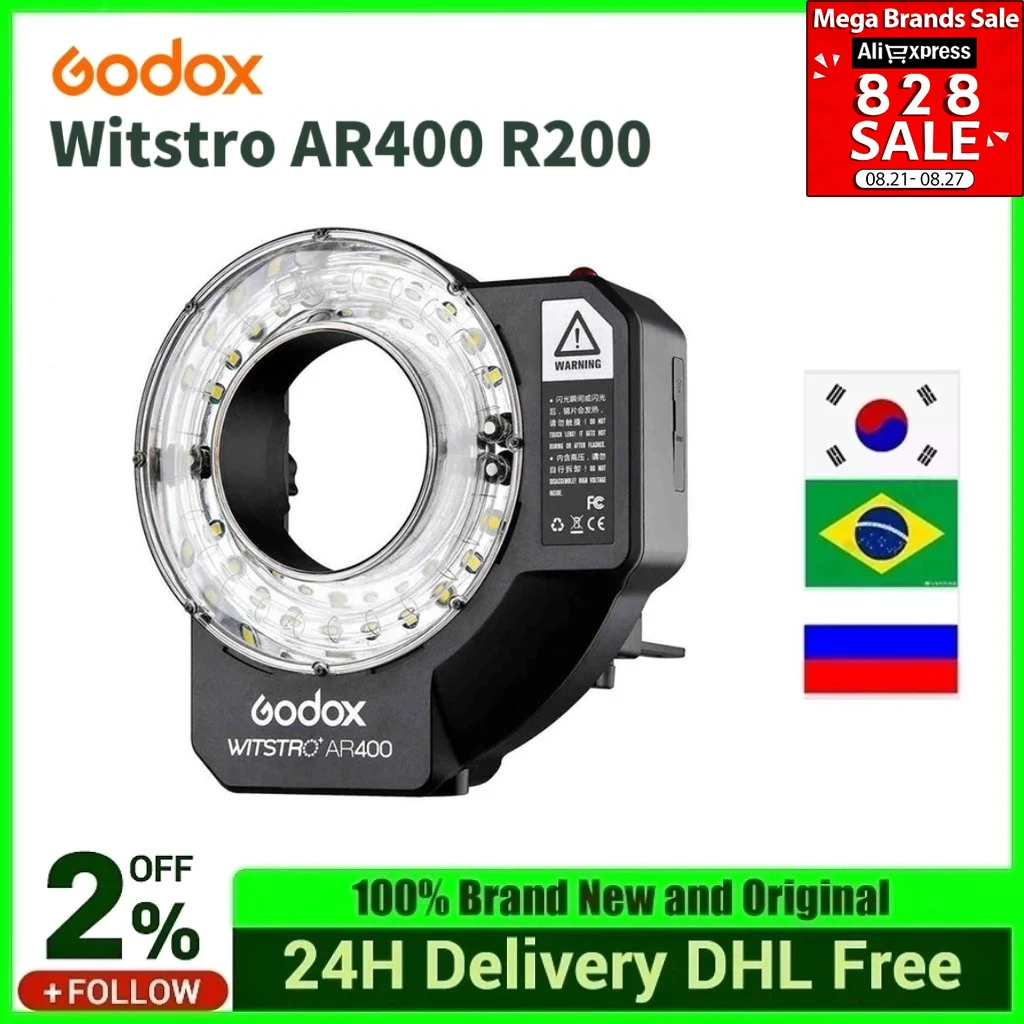 

Кольцевая светодиодная вспышка Godox Witstro AR400 400WS R200 + триггер FT-16 + литий-ионный аккумулятор 4500 мАч для C/N CD50 T03 2Y