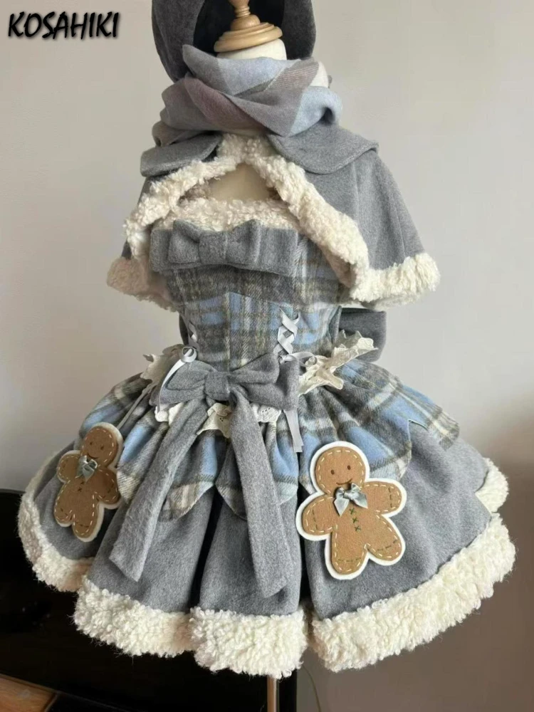 Японский комплект из двух предметов в стиле Лолиты туника с тонкой талией милые