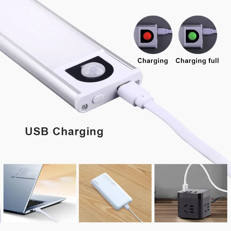 Свет с датчиком движения Беспроводной светодиодный ночник USB Перезаряжаемый для