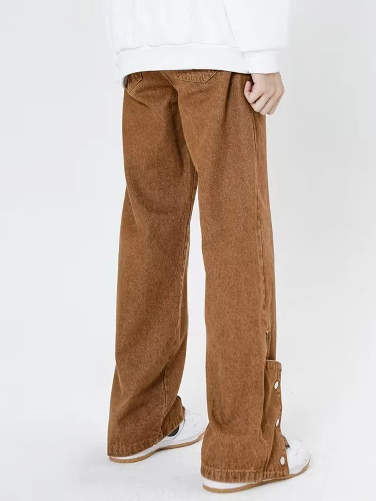 Four Seasons Men Jeans Graffiti Flared Pants High Street Fashion Brand Loose Stitching Casual Wide Leg Overalls Streetwear JEANS