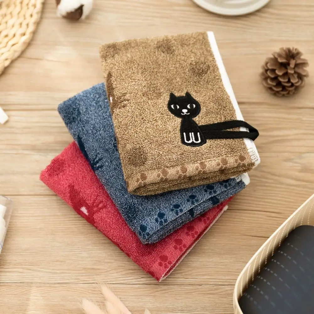 

Абсорбирующий Быстросохнущий подвесной хлопковый носовой платок для ванной комнаты полотенца для лица детское полотенце с вышивкой кошки