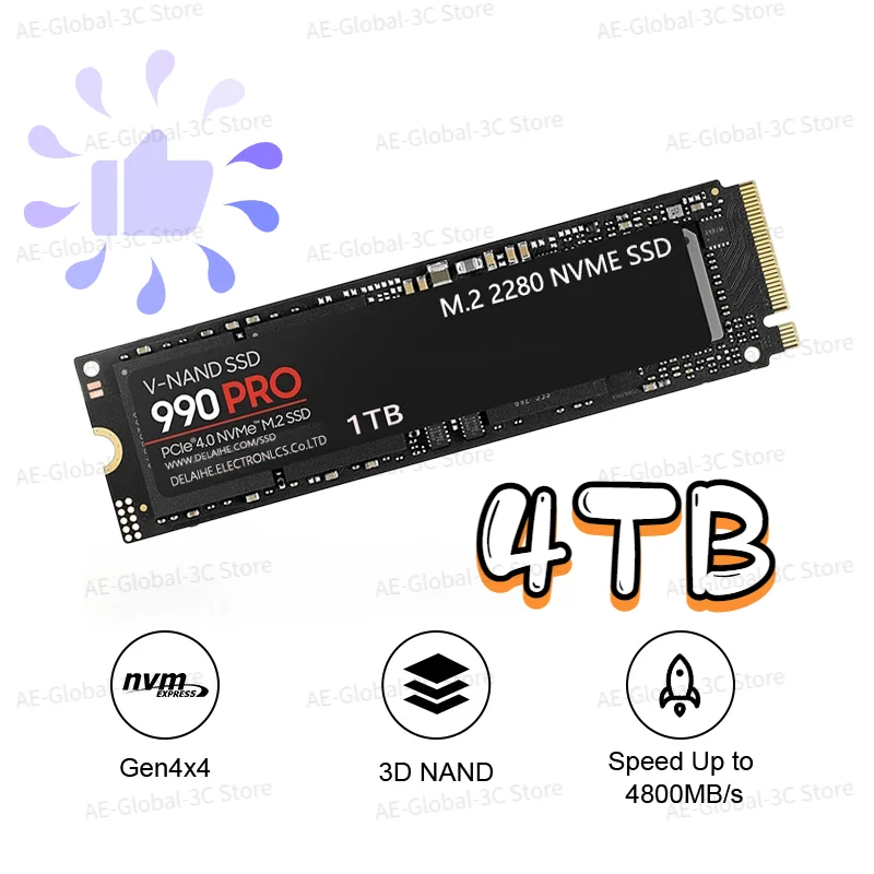

990 PRO PCIe 4.0 NVMe 4.0 M.2 2280 2TB 1TB SSD high speed Internal Solid State Hard Drive For Laptop Desktop MLC PC Computer