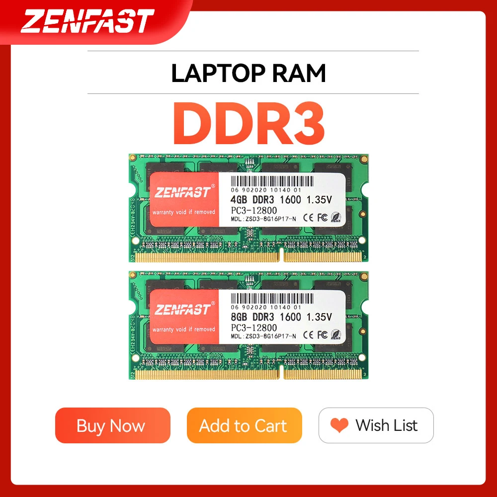 ZENFAST Memoria Ram DDR3 DDR4 8GB 16GB 4GB Laptop Notebook 1333 1600MHz 2133 2666 2400MHz Sodimm Memória For Intel and AMD |