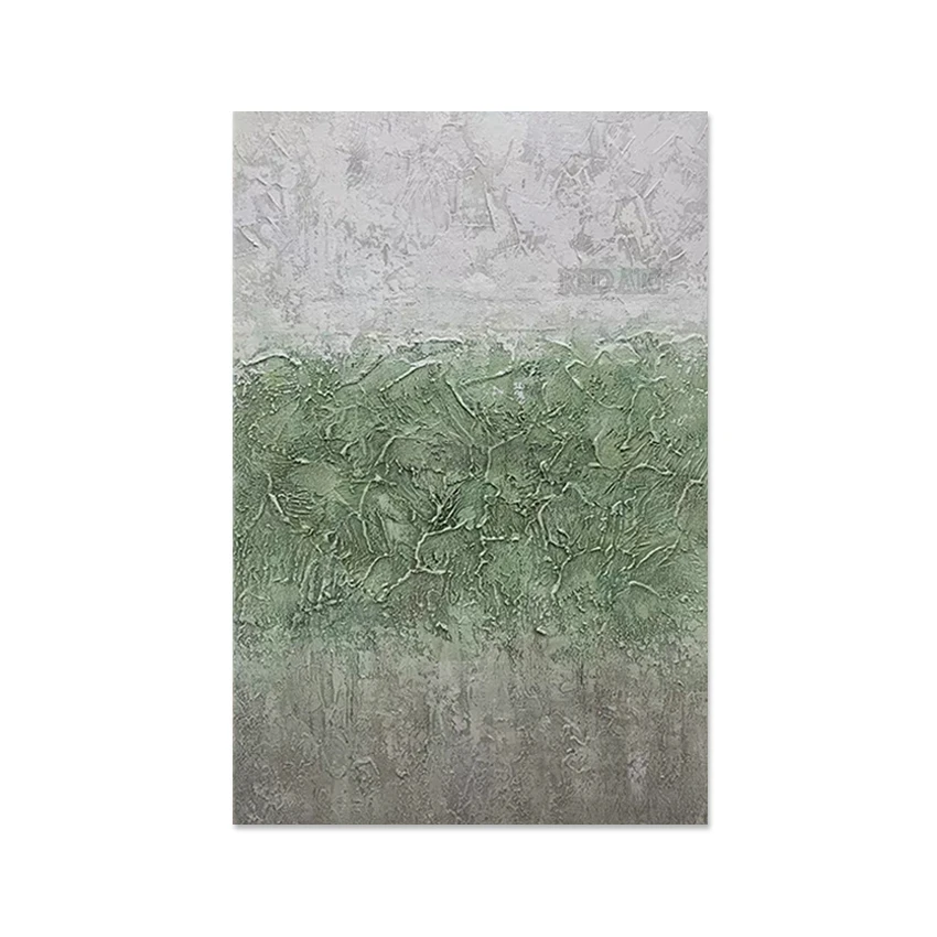 

Thick Green Acrylic Abstract Pure Handmade Oil Painting Custom Canvas Murals Panels Wall Art Dropshipping Office Wall Decor