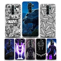marvel black panther artwork clear phone case for redmi 10c note 11 11s 11t 10 10s 9 9s 8 8t 7 pro 5g 4g plus soft silicone case