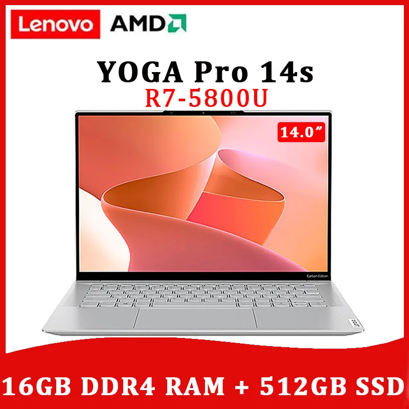 Lenovo Laptop YOGA  Pro 14s Carbon OLED AMD R7-5800U 16G 512GB SSD 14Inch Computer 2.8K 90Hz Touchscreen Win11 Notebook