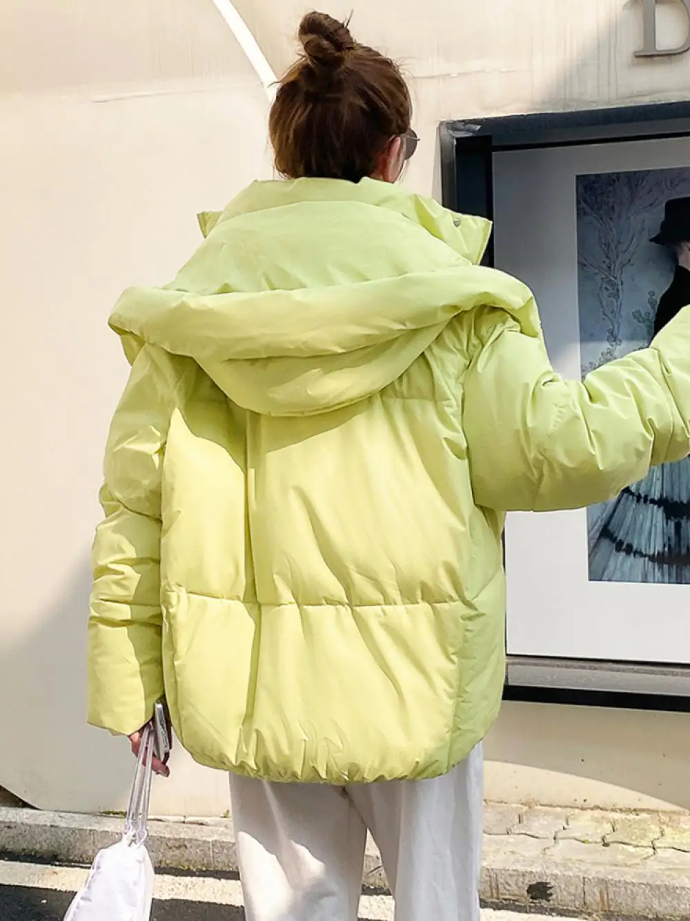 Winter Women Solid Thick Warm Oversize Parkas Loose Down Jacket Female 2022 Korean Elegant Hooded Cotton Jacket Winter Coats