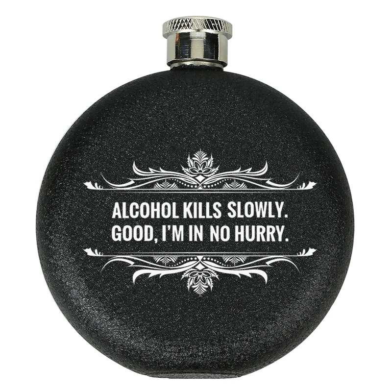 Матовая черная портативная круглая мини-фляжка объемом 5 унций, металлическая водка, виски, вина, брикет, подарок, Мужская воронка