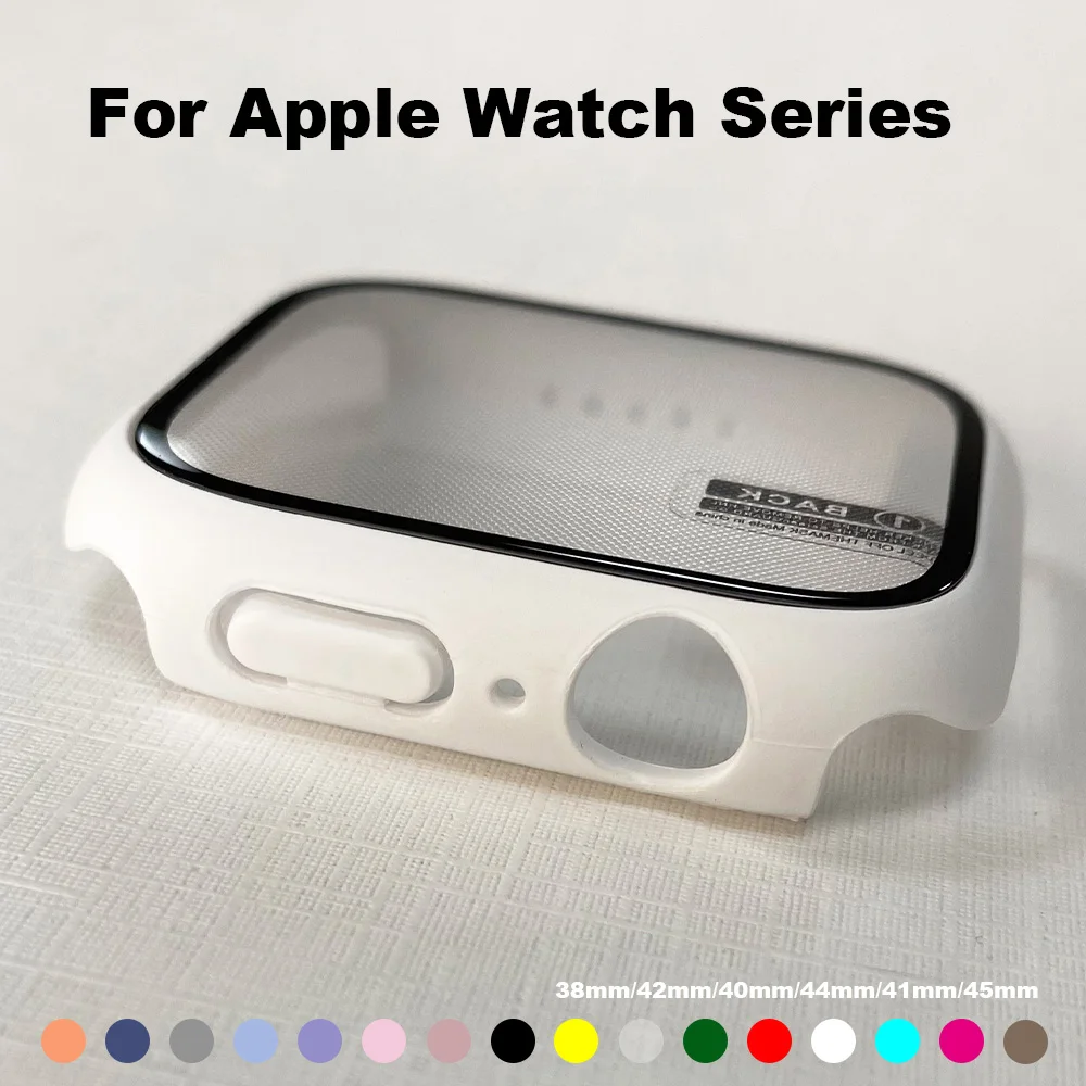 30pcs Full Cover For Apple Watch S7 S6 S5 S4 SE Matte Plastic For Cars Hard Frame Case With Glass For iwatch S1 S2 S3 Protector