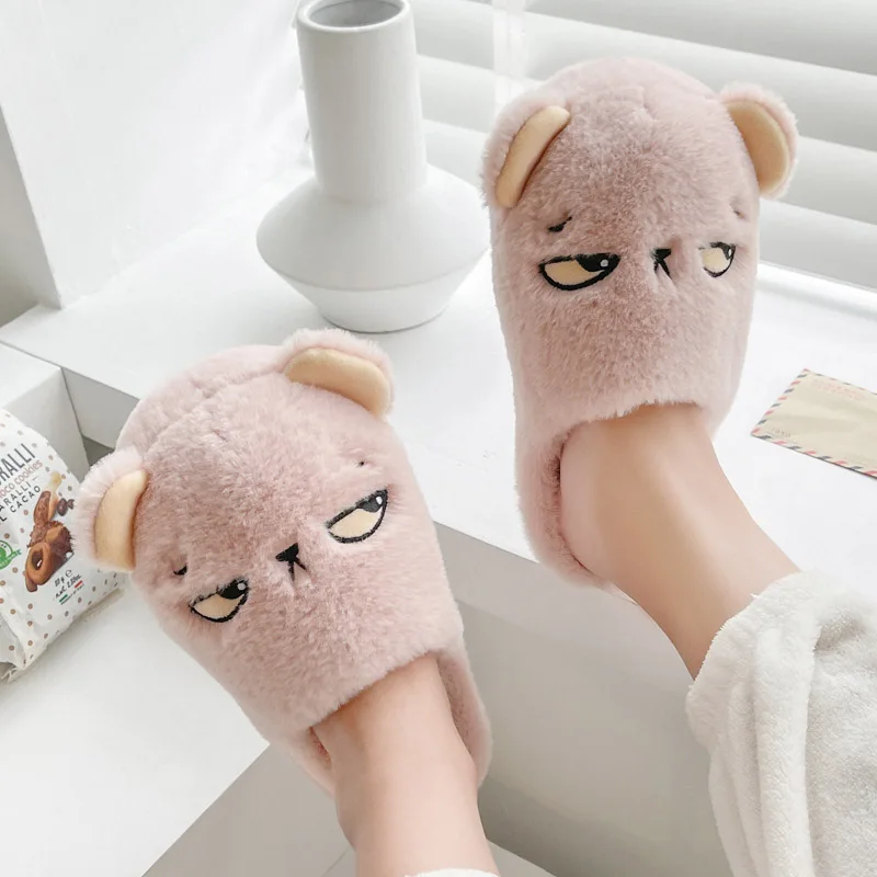

2022 New Winter Slippers Warm Women Cotton Shoes Funny Cute Plus Plush Slippers Children Flat Fluffy House Slippers Men Y