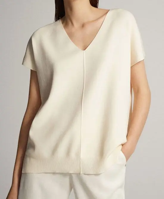 

Spring and summer new products cape style solid color simple V-neck sweater