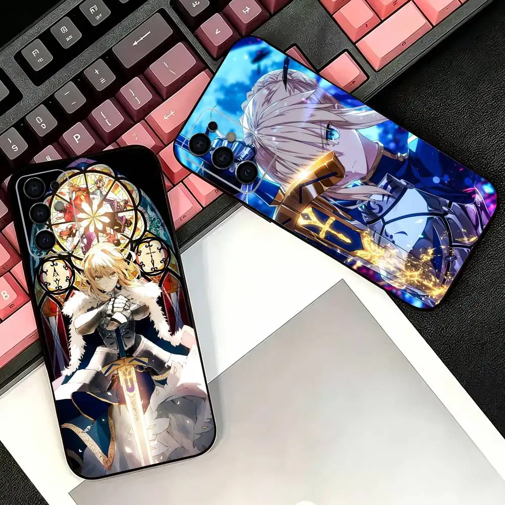 Фото Мягкий черный чехол для телефона Anime F-Fate R-Rin Saber для Samsung S26,25,24,21,22,21,20,10,9,8,7,6Ultra,Plus,Fe, Lite №1