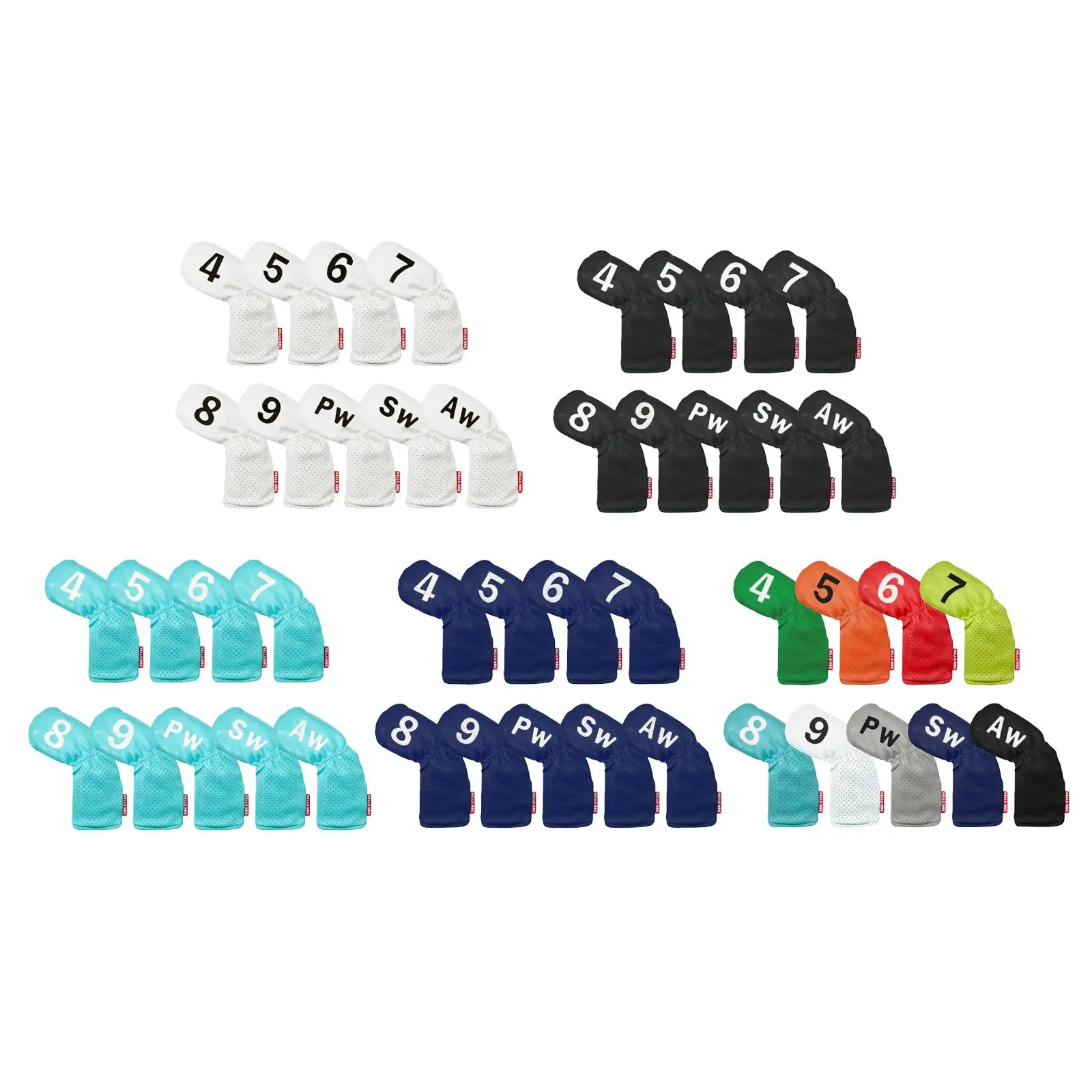

9x Golf Iron Headcover -9,PW,SW,AW водонепроницаемые защитные аксессуары из полиуретана