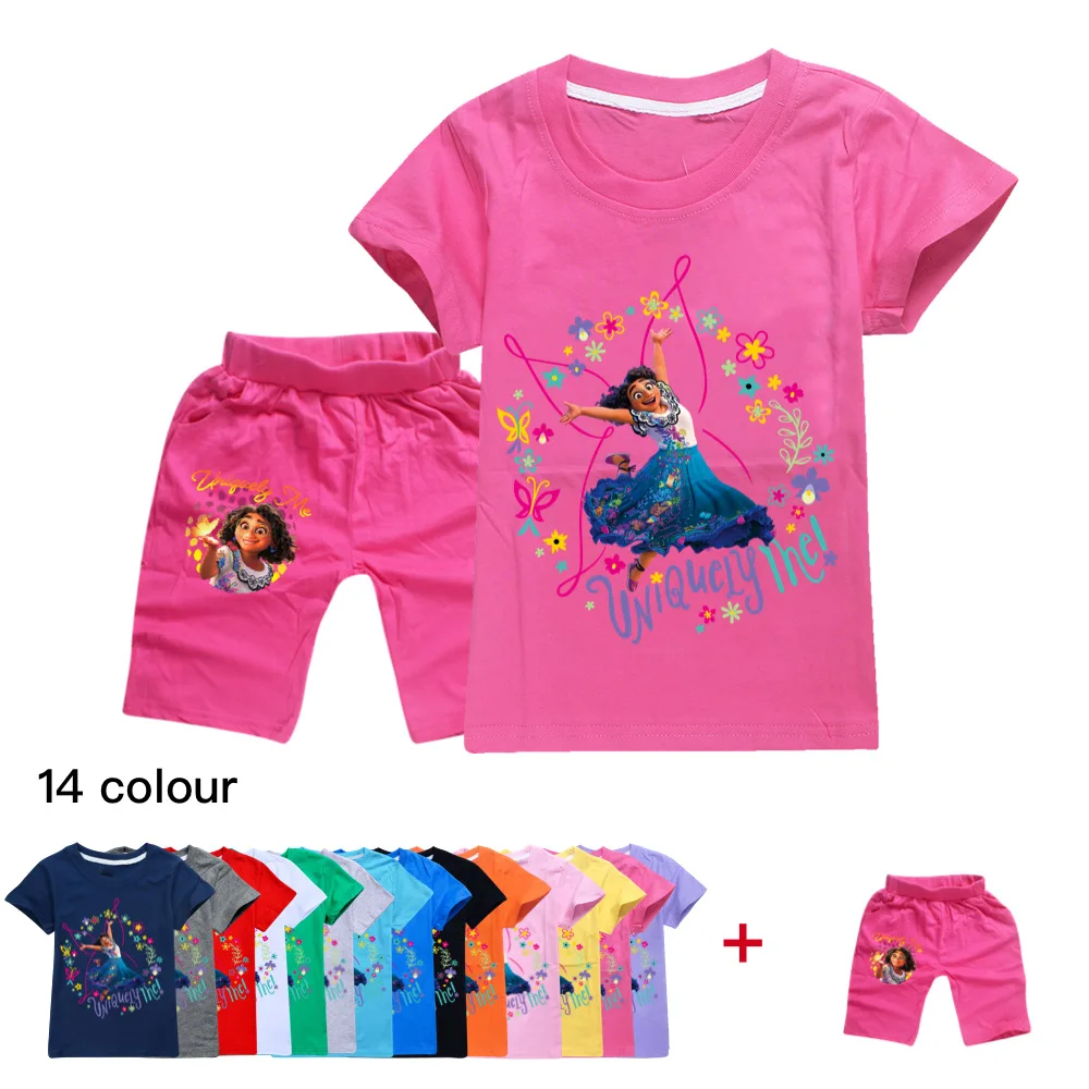 

Disney Encanto Kids Clothes Short-sleeved Summer Children's Cartoon T-shirt Tops + Shorts Suit Boy Girl Clothes