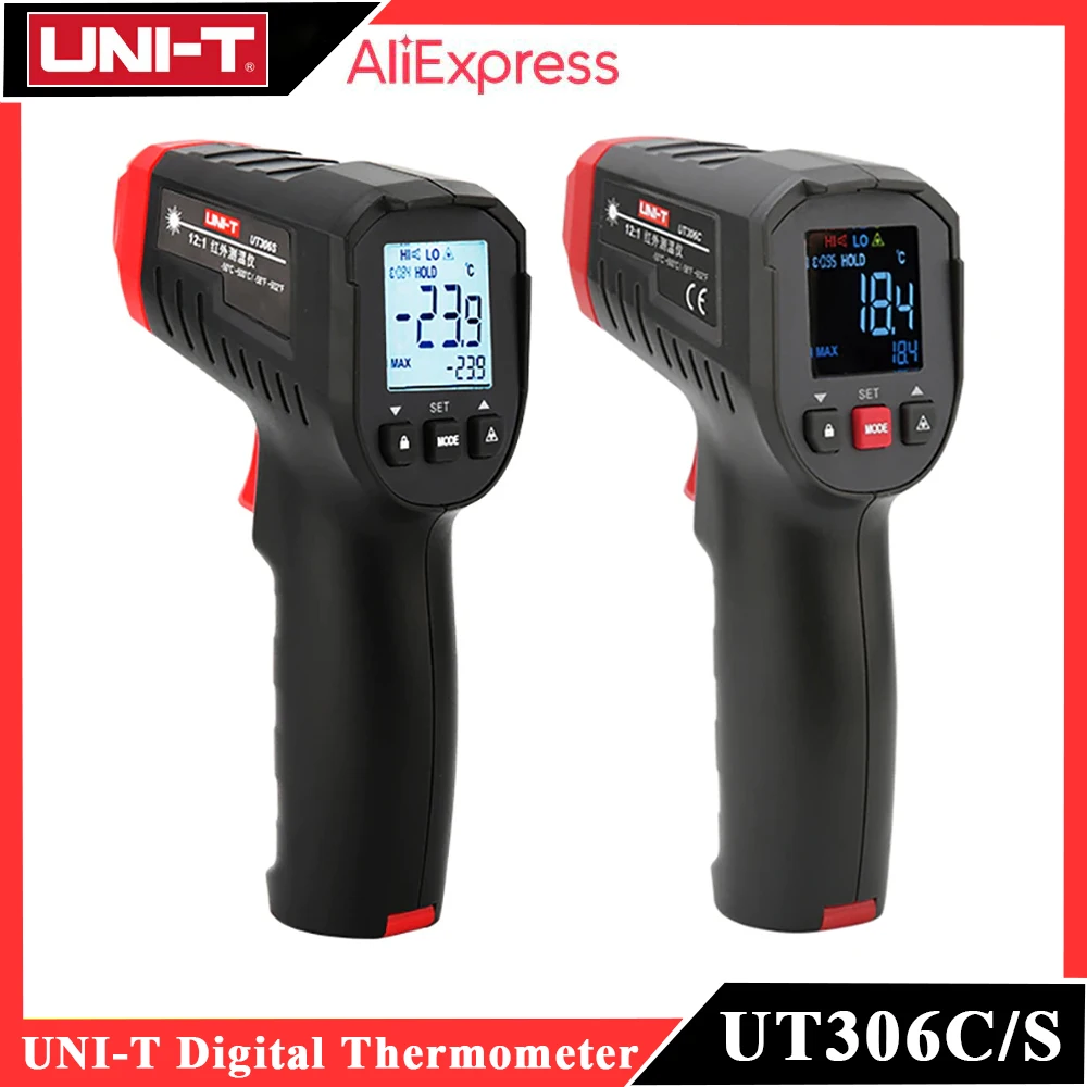 UNI-T UT306S UT306C Digital Thermometer Non Contact Household Industrial Infrared Laser Temperature Tester Meter Gun -50℃-500℃