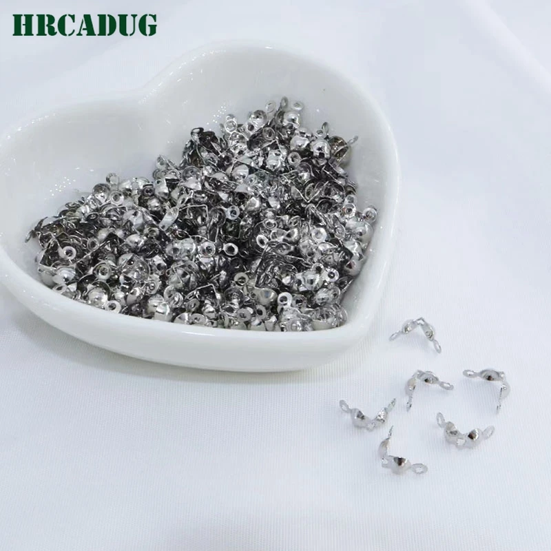 Jewelry Supplies Double Clip Clasps 18K Gold Plated Ball Chain End Connector Calotte Crimp Beads Tip Knot Cover DIY Accessories