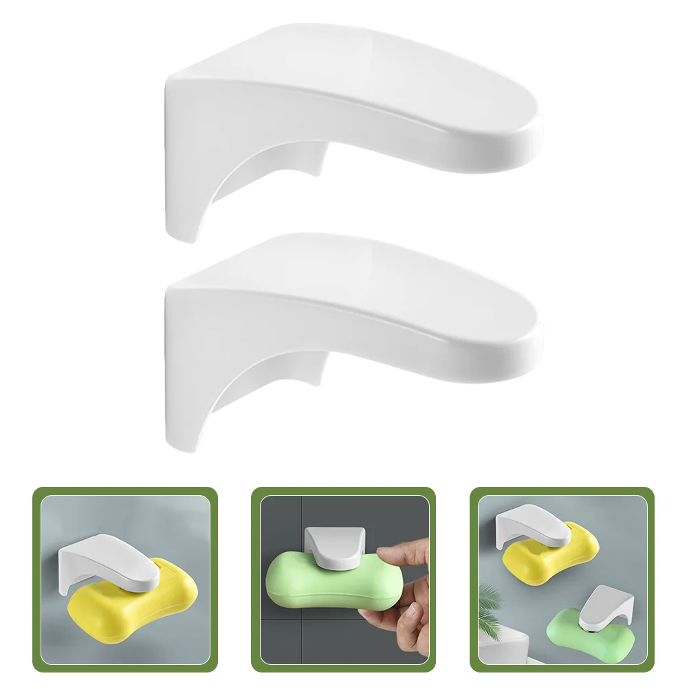 

2 Pcs Magnetic Attraction Soap Holder Wall Mounted Dispenser Saver Abs Draining