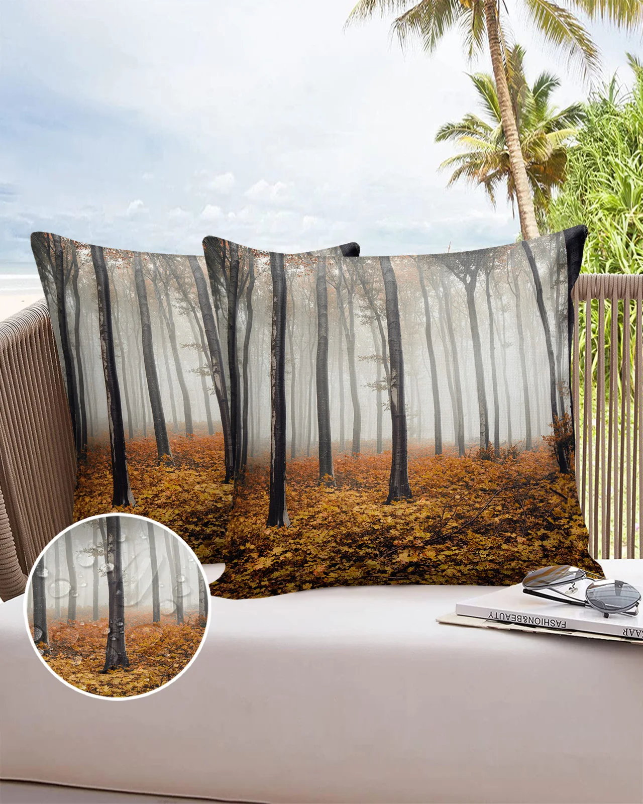 

Maple Leaf Enchanted Woods 2/4pcs Rectangle Cushion Case Waterproof Cotton Linen Pillowcase Pillow Cover Printed Pillowcase