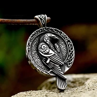 nordic fashion odin raven necklace punk viking stainless steel celtic knot pendant for men amulet jewelry gifts dropshipping