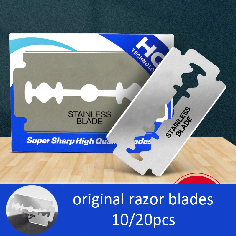 

10/20pcs Men Razor Blades Barber Stainless Steel Safety Double-sided Thin Manual Shaver Razor Blade Double Edge Shaving Blades