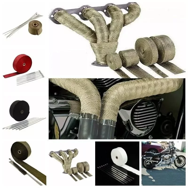 

NEW 5M Roll Fiberglass Heat Shield Motorcycle Exhaust Header Pipe Heat Wrap Tape Thermal Protection Exhaust Pipe Insulation Tape