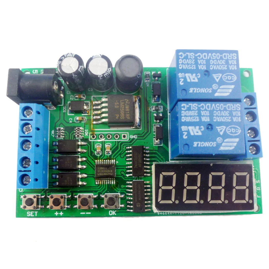 

DC6.5-25V Cycle Delay Relay Module 0.1s-9999min Adjustable Time Control Switch Multifunctional Motor Forward Reverse Controller