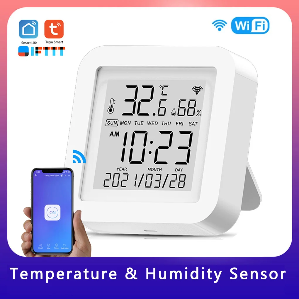 

Tuya WIFI Temperature Humidity Sensor Indoor Hygrometer Thermometer Detector Smart Life Remote Control Support Alexa Google Home