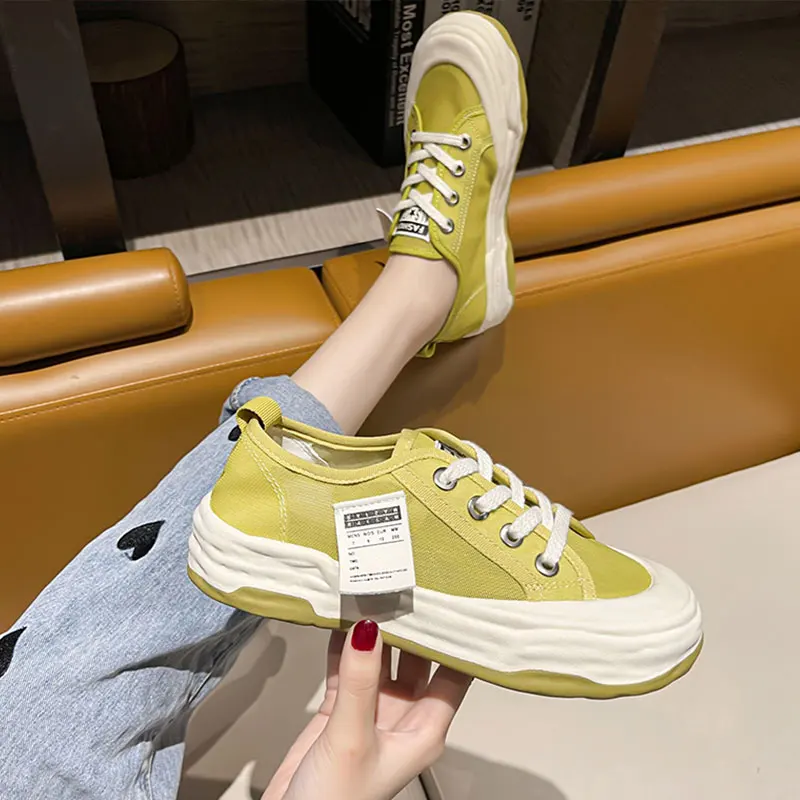 

Small White Shoes Clogs Platform Tennis Female Round Toe Casual Sneaker All-Match Women Creepers Cross Summer Breathable Espadri