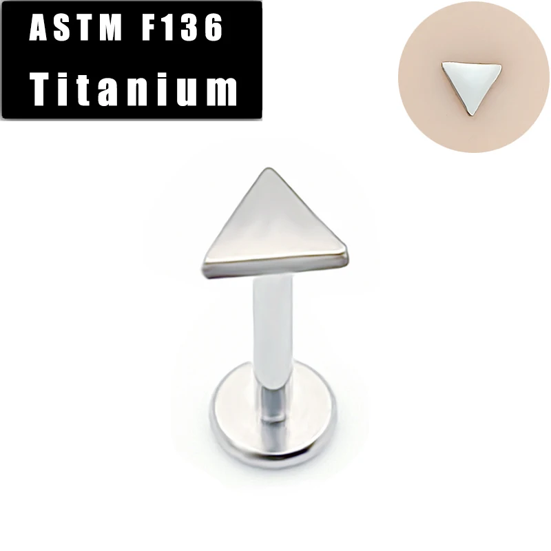 

ASTM F136 Titanium Lip Ring Piercing Labret Studs Flat Triangle Top Internal Thread Helix Ear Tragus Cartilage Earrings Jewelry