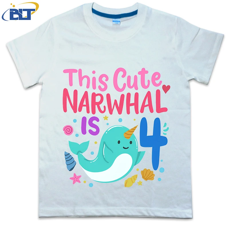 Детская Хлопковая футболка с принтом коротким рукавом