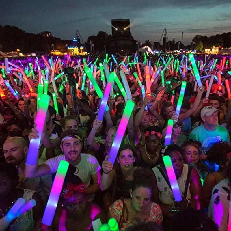 

60pcs Glow Sticks Bulk Colorful Led Foam Cheer Tube Rgb In The Dark Light For Party Purple Baton Up Cheering Custom Customized