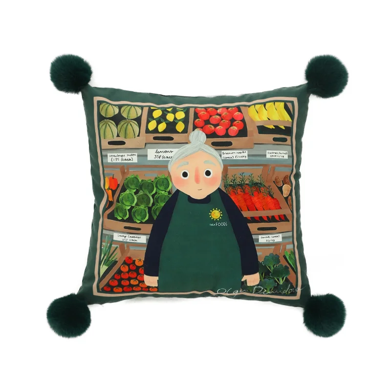 

Cure supermarket illustration art ins pillow living room sofa back cushion office pillow