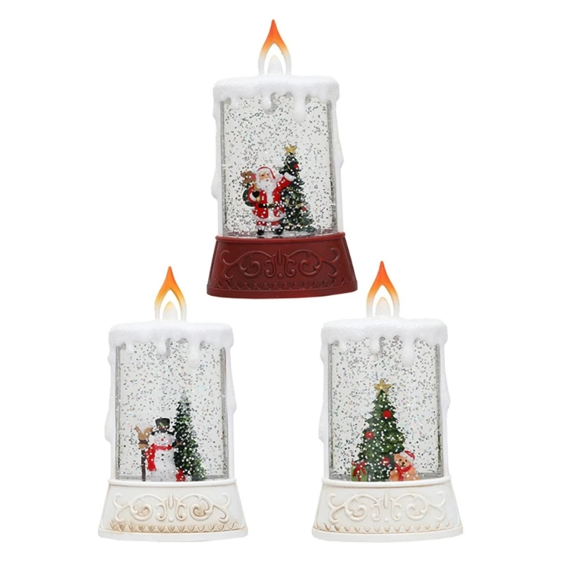 

831B Christmas Snow Candle Light Battery Operated Wind Lamps Water Injections