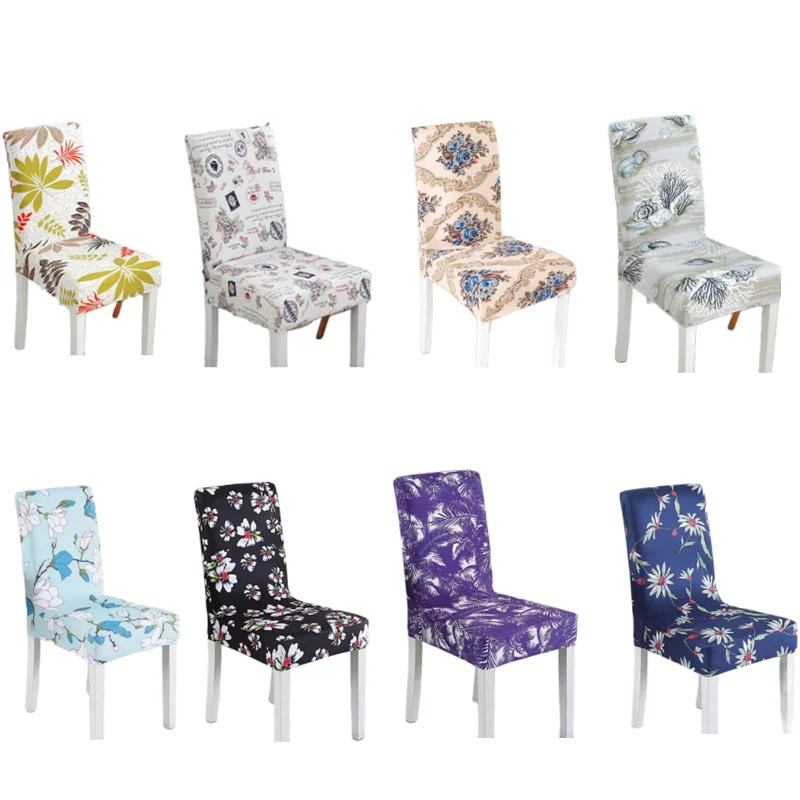 

cheap 1pcs Spring Printed Elastic Stretch Chair Cover Spandex Dinning Room Kitchen Chair Protector Slipcover For Banquet Wedding