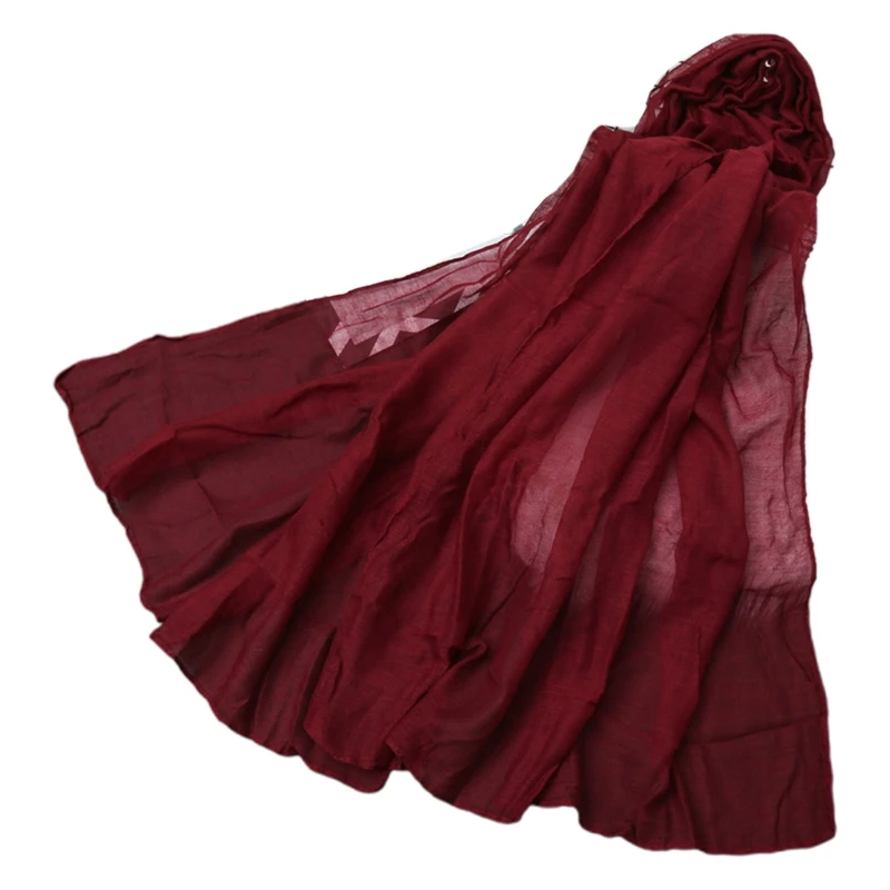 Новый стиль 180x80 см однотонная хлопковая льняная шаль Стандартный шарф