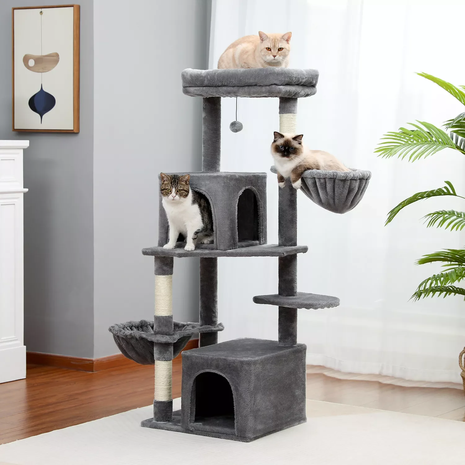 

Luxury Pet Cat Tree House Condo Furniture Multi-Layer Cat Tree with Ladder Toy Sisal Scratching Post for Cat Climbing JumpingToy