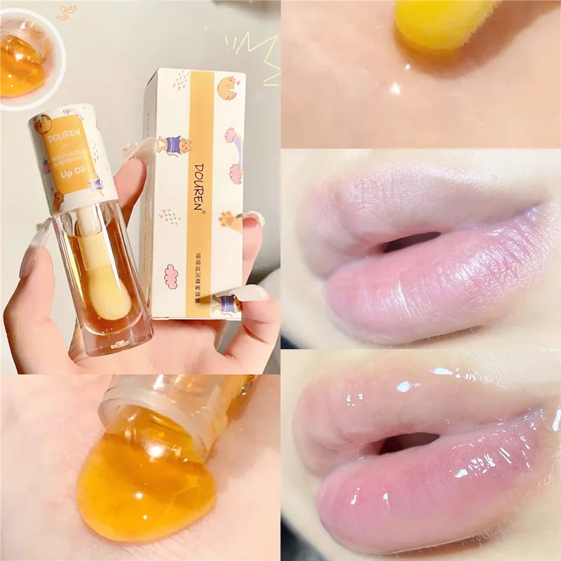 

Moisturizing Lip Oil Honey Milk Jelly Reduce Lip Wrinkles Repairing Anti-cracking Nourishing Lip Cream Women Lips Care Set 1PCS