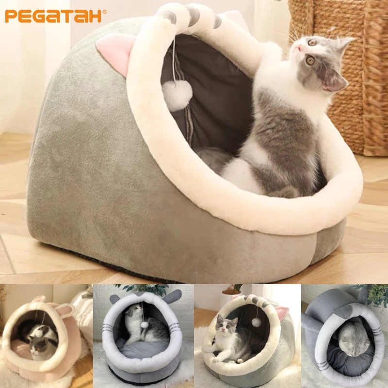 

Soft Cat Bed Warm Basket Pet Products Cute Cats House Deep Sleep Comfort Cat Bed Small Dog Mat Bag For Washable Cave Cats Beds