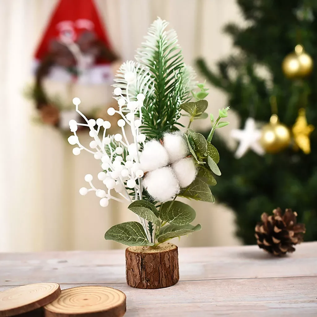 

Wooden PET Multi-style Window Gift Christmas Small Christmas Ornaments Tree Artificial Flower Vase Artificial Flowers for Sites