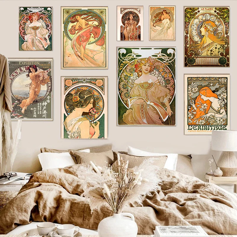 Настенные художественные постеры Alphonse натура богиня, скандинавский винтажный рисунок на холсте, абстрактные картины, декор для гостиной