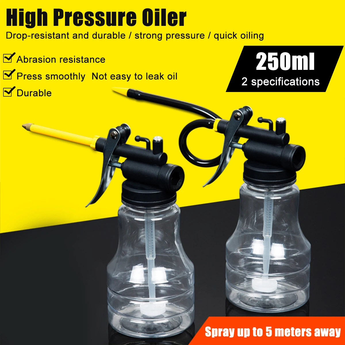 

250ml High Pressure Oiler Oil Filling Equipment Greasing Transparent Oil Can High Pressure Pump Oiler For Lubricating