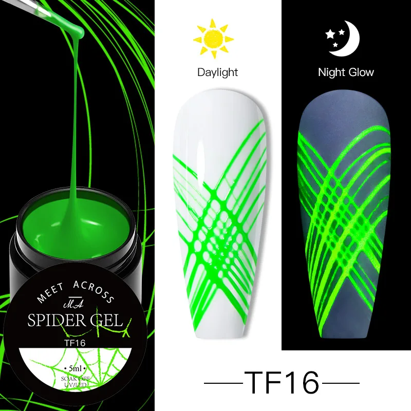 

MEET ACROSS 5ml Luminous Spider Nail Gel Creative Wire Drawing Gel UV LED Semi Permanent Soak Off Gel Varnish Glow In The Dark