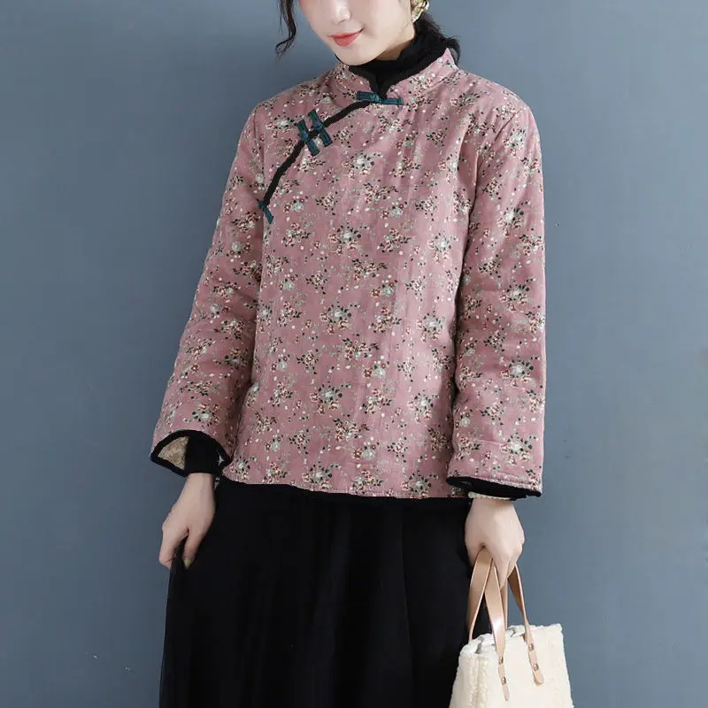Осень 2024 женский винтажный костюм Тан с цветочным принтом рубашка женское зимнее