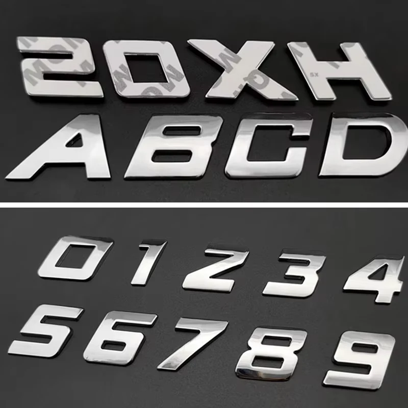 Фото Новые 3D-металлические буквы-эмблемы для авто, 25 мм, хромированные, для багажника, наклейки, аксессуары №4