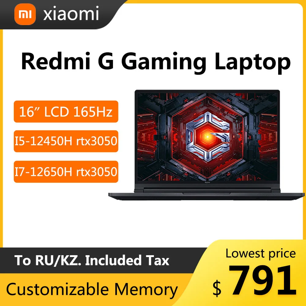 

Xiaomi Redmi G 2022 Gaming Laptop 16 Inch 2.5K 165Hz Screen Netbook i5-12450H i7-12650H RTX3050Ti 16GB DDR5 512GB SSD Notebook